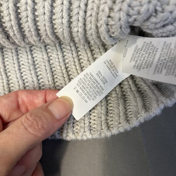 Aerie Double Zip Size Medium Gray Cropped Cardigan Loose Fit Chunky Knit Sweater - Picture 8 of 8